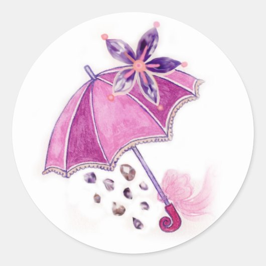 Sticker Rond Parapluie rose (Devant)