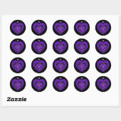 Sticker Rond Parapluie violet & coeurs .7 (Feuille)