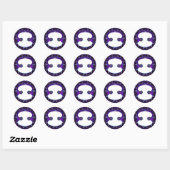 Sticker Rond Parapluie violet & coeurs .7 (Feuille)