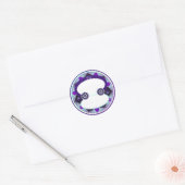 Sticker Rond Parapluie violet & coeurs .7 (Enveloppe)
