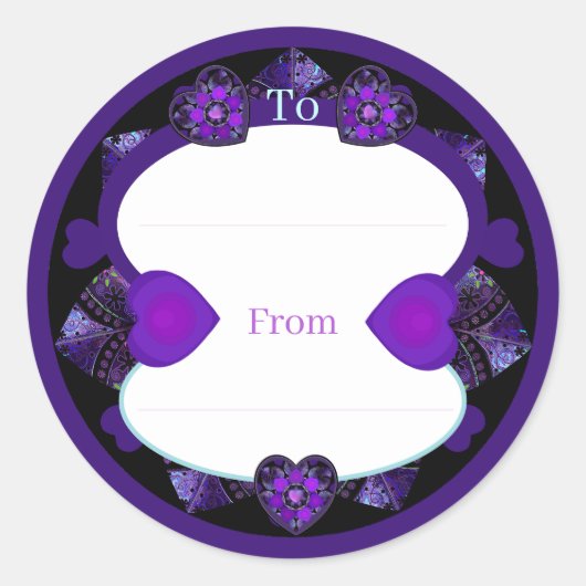 Sticker Rond Parapluie violet & coeurs .7 (Devant)