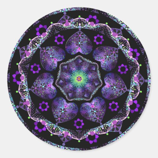 Sticker Rond Parapluie violet & coeurs .7 (Devant)