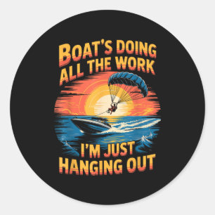 Sticker Rond Parasailer de parasailing en parapente fait tout l