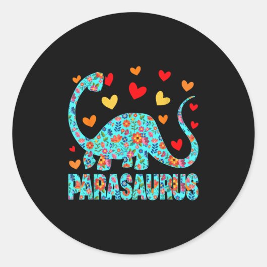 Sticker Rond Parasaurus Paraprofessional Paraeducator Dinosaur (Devant)