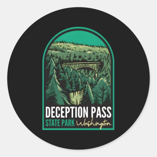 Sticker Rond Parc d'état de Deception Pass Washington (Devant)