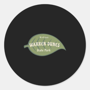Sticker Rond Parc d'État de Warren Dunes Michigan Feuilles d'Au