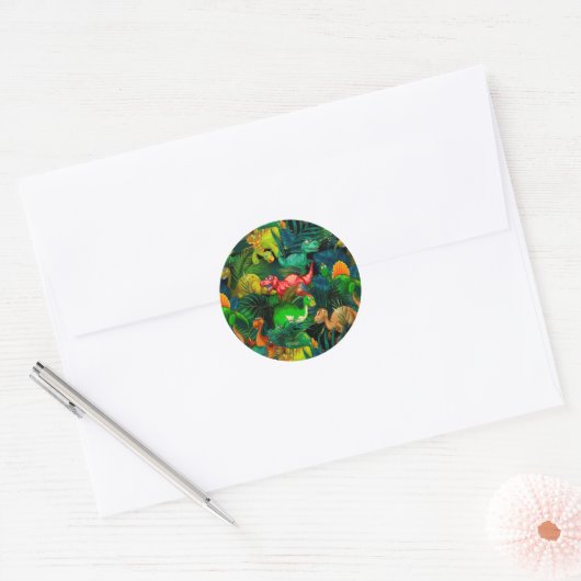 Sticker Rond Parc Dinosaur (Enveloppe)