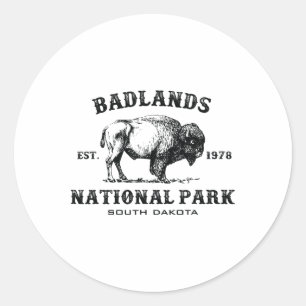 Sticker Rond Parc national de Badlands Dakota du Sud Bison d'Am