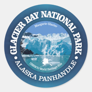 Sticker Rond Parc national de baie de glacier (couleur)