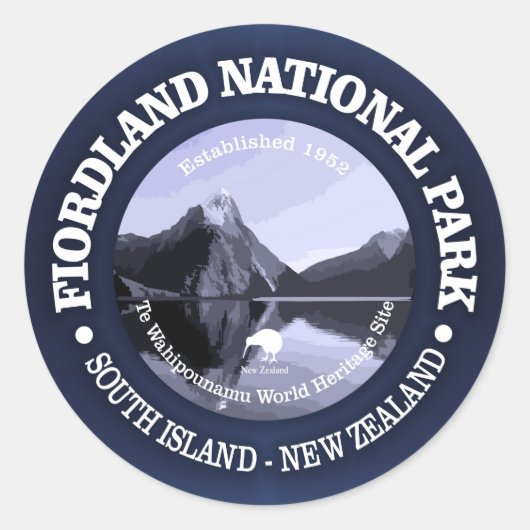 Sticker Rond Parc national de Fiordland (Devant)