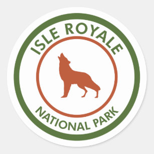 Sticker Rond Parc national de l'Isle Royale Loup