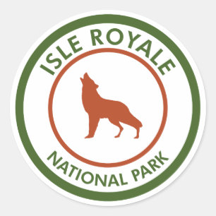 Sticker Rond Parc national de l'Isle Royale Loup