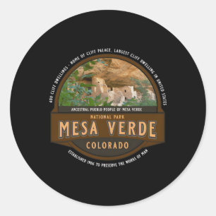Sticker Rond Parc national de Mesa Verde Colorado Cliff Dwellin