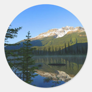 Sticker Rond Parc national de réflexions de lacs jasper