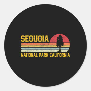 Sticker Rond Parc national de Sequoia Californie Aventure Rétro