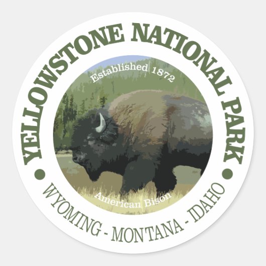 Sticker Rond Parc national de Yellowstone (bison) (Devant)