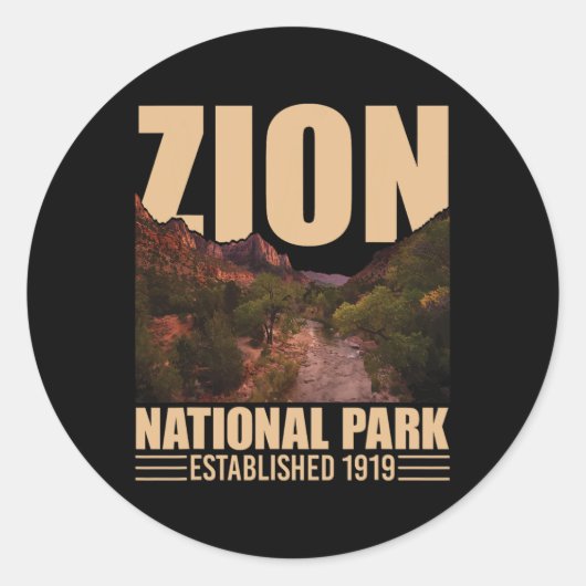 Sticker Rond Parc National De Zion - Randonnée Rétro Et Camping (Devant)