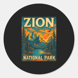 Sticker Rond Parc national de Zion voyage vintage extérieur