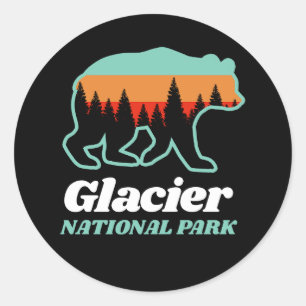 Sticker Rond Parc national des Glaciers Ours Randonnée Camping 