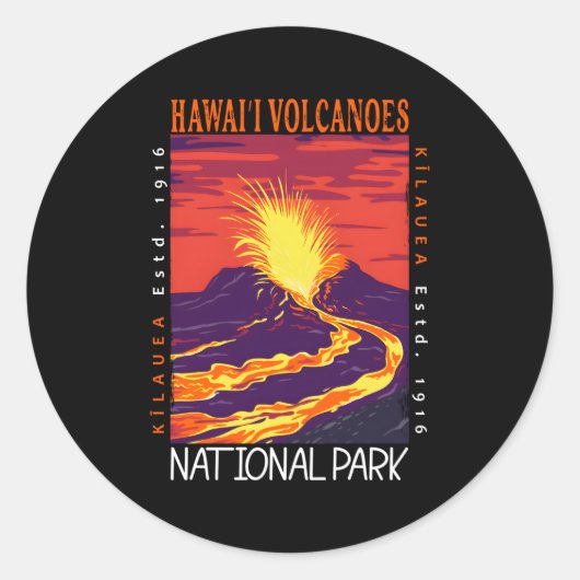Sticker Rond Parc national des volcans d'Hawaii Kilauea Volcano (Devant)