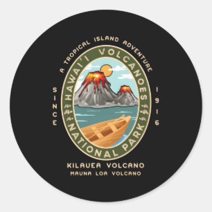 Sticker Rond Parc national d'Hawaii Volcans Kilauea Mauna Loa