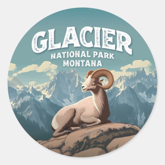 Sticker Rond Parc national du Glacier Bighorn Sheep (Devant)