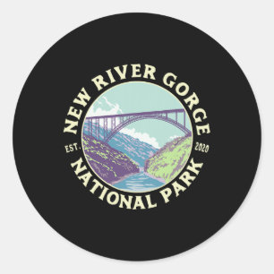 Sticker Rond Parc national et réserve de New River Gorge WV Oue