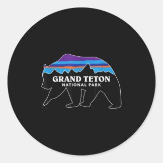 Sticker Rond Parc national grand téton ours grizzly minimaliste