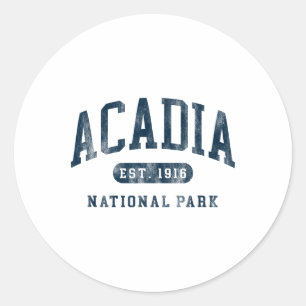 Sticker Rond Parc national rétro Acadia Maine Établ 1916 Hommes