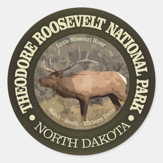 Sticker Rond Parc national Theodore Roosevelt (wapiti) (Devant)