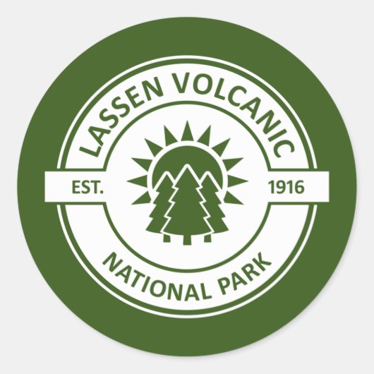 Sticker Rond Parc national volcanique de Lassen Sun Trees (Devant)