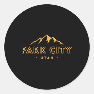 Sticker Rond Parc Rétro City Utah Hommes Femmes Souvenir Montag