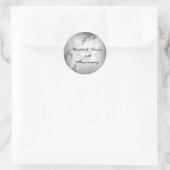 Sticker Rond Parchemin gris noir 25e anniversaire mariage argen (Sac)