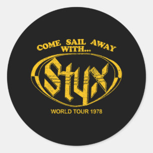 Sticker Rond Parcourez Avec Le Cadeau Vintage STYX