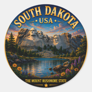 Sticker Rond Parcours de Monument Scénique du Dakota du Sud 🟡