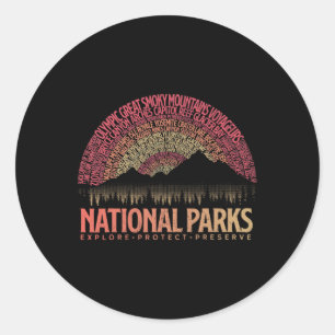 Sticker Rond Parcs nationaux des États-Unis Explorez Protéger P