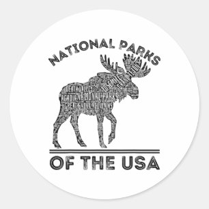 Sticker Rond Parcs Nationaux Orignal Randonnée Voyage Camping P