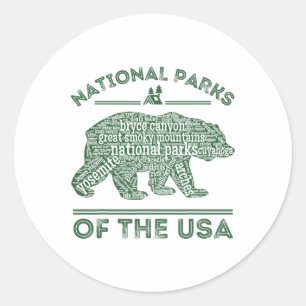 Sticker Rond Parcs Nationaux Ours Randonnée Voyage Camping Plei