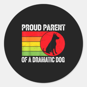 Sticker Rond Parent fière d'un silhouette de chien dramatique R