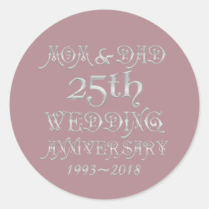 Sticker Rond Parents Argent Mariage Anniversaire 25 ans 2018