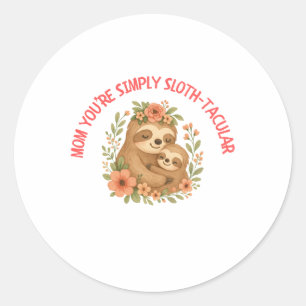 Sticker Rond Paresseuse Maman Fête des Mères