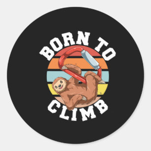 Sticker Rond Paresseux d'escalade de bloc et de rocher - Né pou