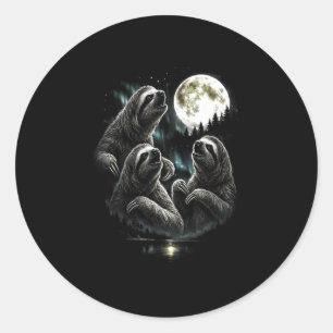 Sticker Rond Paresseux hurleur 3 lune vintage rétro drôle