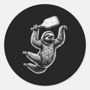 Sticker Rond Paresseux jouant au pickleball pour joueur de pick