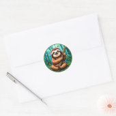 Sticker Rond Paresseux Mignon (Enveloppe)