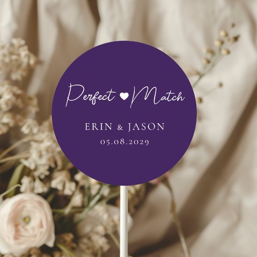 Sticker Rond Parfait accord ! Mariage violet, simple, élégant