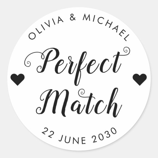 Sticker Rond Parfait Matchbox Coeur Mariage Faveur (Devant)