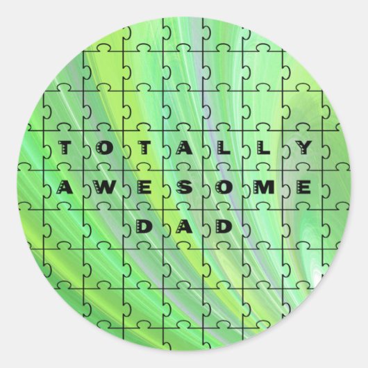 Sticker Rond Parfait Papa Puzzle Vert (Devant)