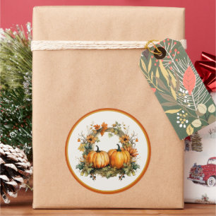 Sticker Rond Parfait Parti Citrouille Halloween Thanksgiving Fa