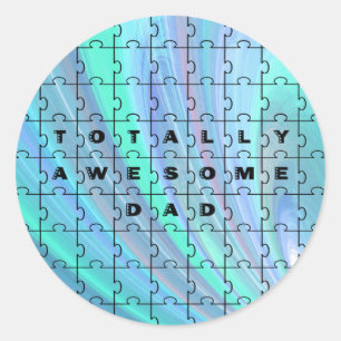 Sticker Rond Parfait Puzzle de papa bleu